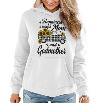 Happiness Is Being A Mom And Godmother Sunflower Gifts Women Hoodie Graphic Print Hooded Sweatshirt - Thegiftio