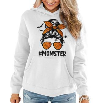 Momster Shirt For Women Halloween Mom Messy Bun Leopard V3 Women Hoodie Graphic Print Hooded Sweatshirt - Thegiftio UK