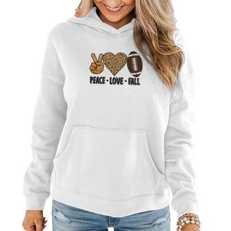 Peace Love Fall Football Leopard Heart Women Hoodie Graphic Print Hooded Sweatshirt - Seseable