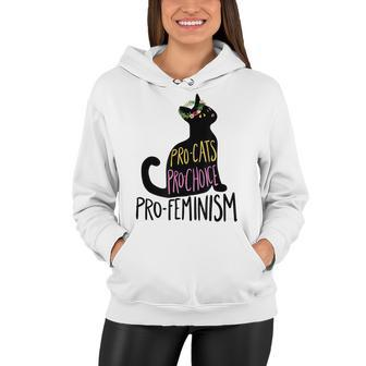 Pro Cats Pro Choice Pro Feminism Black Cat Lover Feminist Women Hoodie - Seseable