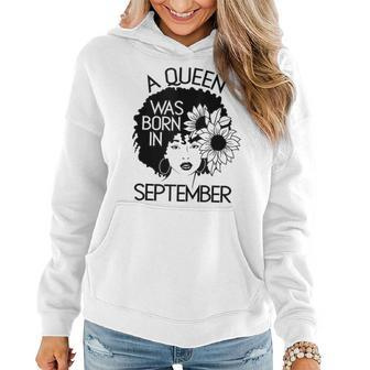 Queens Are Born In September Virgo Sign Girl Queen Libra Women Hoodie Graphic Print Hooded Sweatshirt - Thegiftio UK