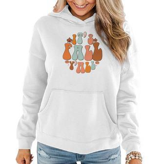 Retro Groovy Its Fall Yall Funny Women Hoodie Graphic Print Hooded Sweatshirt - Seseable