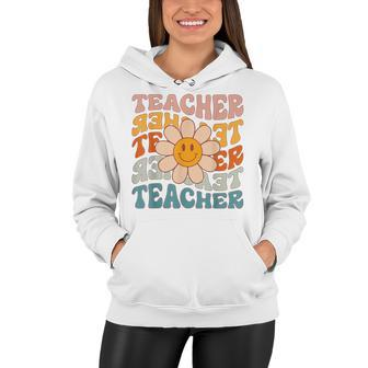 Retro Teacher Daisy Colorful - Elementary School Teacher Women Hoodie - Thegiftio UK
