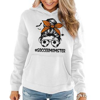 Soccer Momster Shirt For Women Halloween Mom Messy Bun Hair Women Hoodie Graphic Print Hooded Sweatshirt - Thegiftio UK