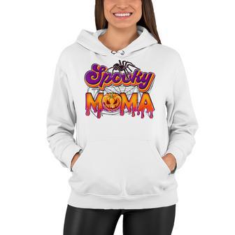 Spooky Mama Jack O Lantern Halloween Mama Pumpkin Women Hoodie - Seseable