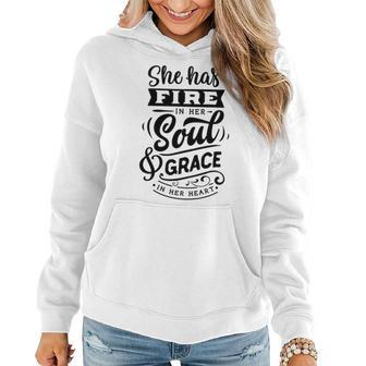 Strong Woman She Has Fire In Her Soul And Grace In Her Heart Women Hoodie Graphic Print Hooded Sweatshirt - Seseable