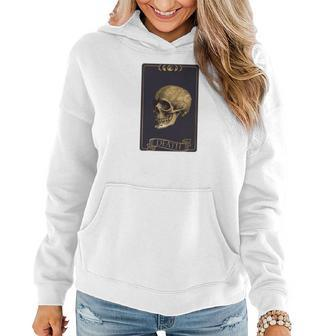 Tarrot Card Creepy Skull The Death Card Black Women Hoodie Graphic Print Hooded Sweatshirt - Seseable