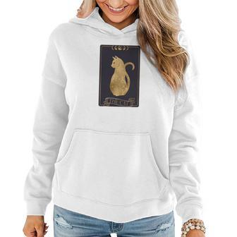 Tarrot Card Misterious The Cat Card Design Women Hoodie Graphic Print Hooded Sweatshirt - Seseable