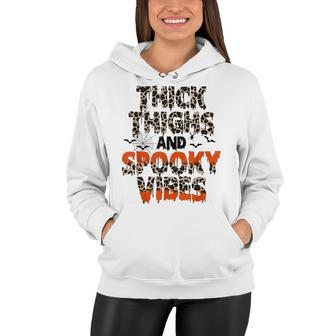 Thick Thighs And Spooky Vibes Leopard Halloween Costume Women Hoodie - Seseable