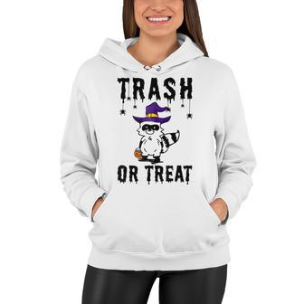 Trash Or Treat Funny Trash Panda Witch Hat Halloween Costume Women Hoodie - Seseable