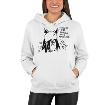 Trick Or Treat Animals With Kindness Bat Halloween Costume Women Hoodie - Seseable