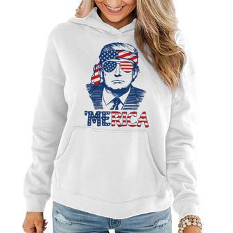 Trump Merica Trump Funny 4Th Of July Women Hoodie Graphic Print Hooded Sweatshirt - Thegiftio UK