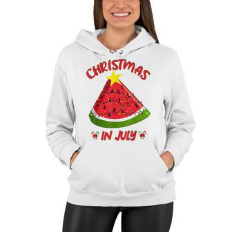 Watermelon Christmas Tree Christmas In July Summer Vacation V3 Women Hoodie - Seseable