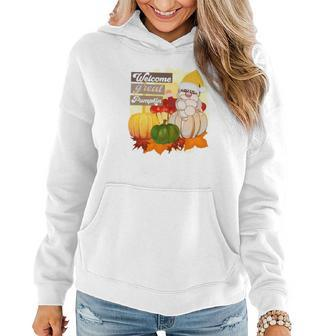 Welcome Great Pumpkin Fall Season Santas Women Hoodie Graphic Print Hooded Sweatshirt - Seseable