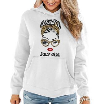 Womens Born In July Birthday Gift Leopard July Girl Women Hoodie Graphic Print Hooded Sweatshirt - Thegiftio UK