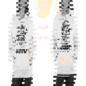 Womens Momster Funny Halloween Costume Skull Mom Messy Bun Women Hoodie | Seseable CA