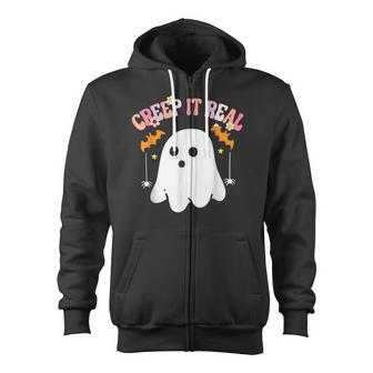 Creep It Real Ghost Kids Boys Girls Halloween Costume Zip Up Hoodie - Thegiftio UK