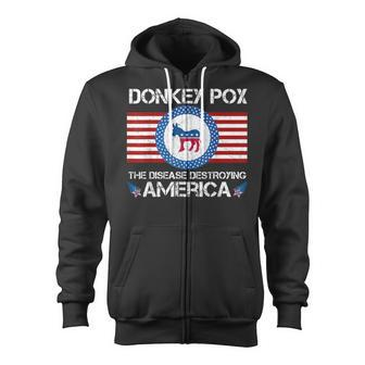 Donkey Pox The Disease Destroying America Funny Zip Up Hoodie - Thegiftio UK