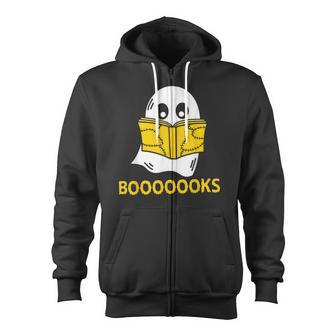 Halloween Booooks Ghost Reading Boo Read Books Library V4 Zip Up Hoodie - Thegiftio UK