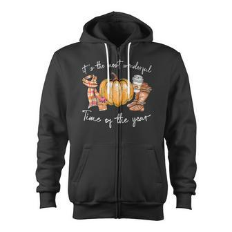 Its The Most Wonderful Time Of The Year Pumpkin Autumn Fall Zip Up Hoodie - Thegiftio UK