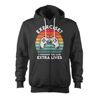 Mens I Thought You Said Extra Lives Funny Video Game Vintage Zip Up Hoodie - Thegiftio UK