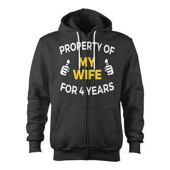 Mens Property Of My Wife For 4 Years T 4Th Anniversary Gift Zip Up Hoodie - Seseable