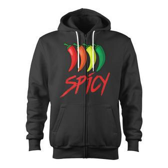 Spicy Fun Hot Chili Sauce Peppers Spicy Food Lover Zip Up Hoodie - Thegiftio UK