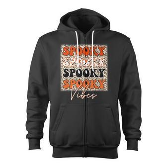 Spooky Vibes Halloween Spooky Leopard Pattern Autumn Zip Up Hoodie - Thegiftio UK