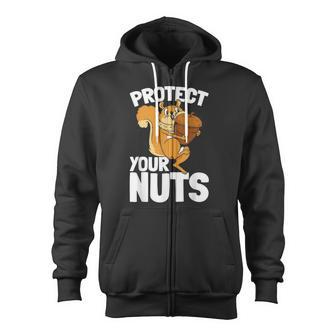 Squirrel Lover - Protect Your Nuts - Funny Squirrel Zip Up Hoodie - Thegiftio UK