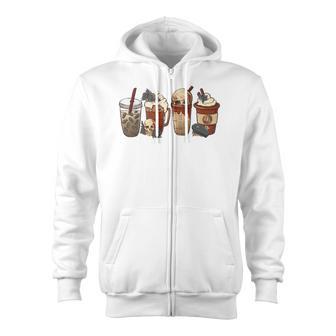 Halloween Goth Girl Coffee Pumpkin Spice Latte Iced Autumn Zip Up Hoodie - Thegiftio UK