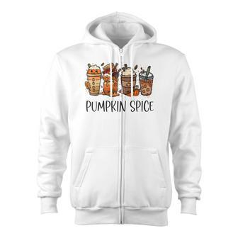 Halloween Pumpkin Spice Latte Thanksgiving Autumn Zip Up Hoodie - Thegiftio UK