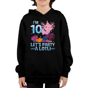 10 Year Old Axolotl Lover 10Th Birthday Boys Girls Youth Hoodie - Thegiftio UK