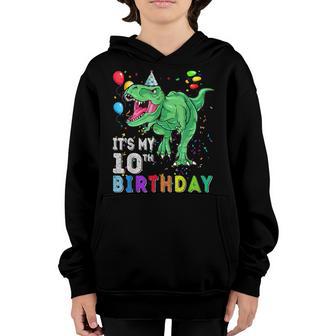 10 Year Old Boy Dino T Rex Dinosaur 10Th Birthday Gift Youth Hoodie - Thegiftio UK