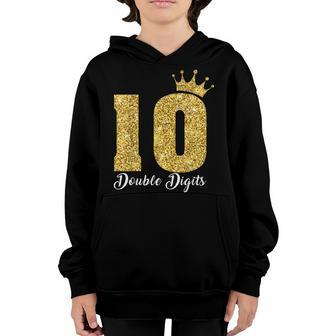 10 Year Old Gifts Double Digits 10Th Birthday Girls Crown V2 Youth Hoodie - Thegiftio UK