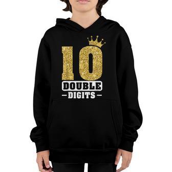 10 Year Old Gifts Double Digits 10Th Birthday Girls Crown V4 Youth Hoodie - Thegiftio UK