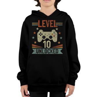 10 Year Old Gifts Level 10 Unlockd 10Th Birthday Video Games Youth Hoodie - Thegiftio UK