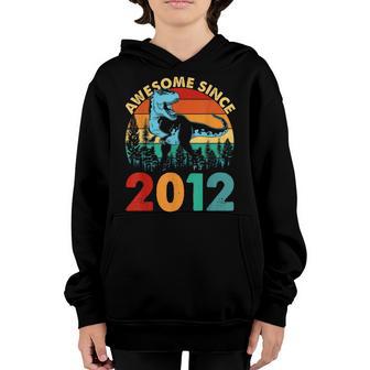 10 Years Old Awesome Since 2012 10Th Birthday Dinosaur Boy Youth Hoodie - Thegiftio UK