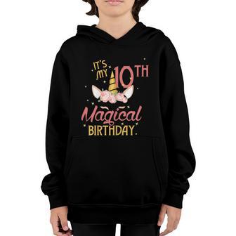 10 Years Old Birthday Girl Unicorn 10Th Birthday Graphic Design Printed Casual Daily Basic Youth Hoodie - Thegiftio UK