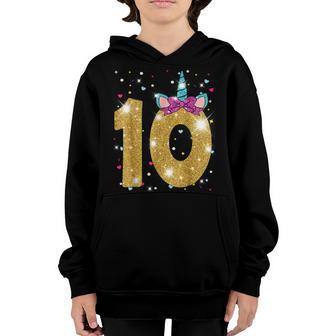 10 Years Old Girl Ten 10Th Birthday Unicorn Youth Hoodie - Thegiftio UK