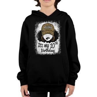 10 Years Old Leopard Melanin Girl Its My 10Th Birthday Youth Hoodie - Thegiftio UK