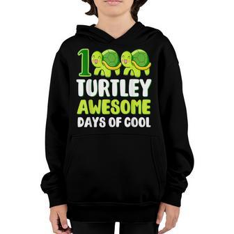 100 Turtley Awesome Days Cute Turtle 100Th Day Of School Kid Youth Hoodie - Thegiftio UK