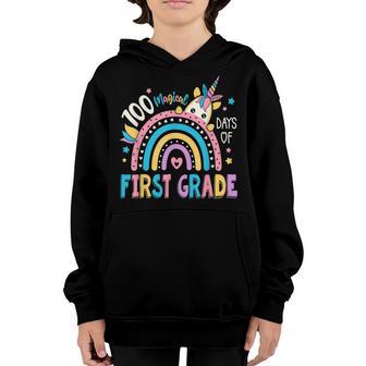100Th Day Of School Unicorn 100 Magical Days First Grade Youth Hoodie - Thegiftio UK
