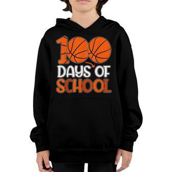 100Th Day Student Boys Girls Basketball 100 Days Of School Youth Hoodie - Thegiftio UK