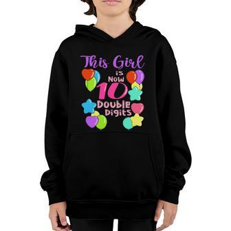 10Th Bday Party Gift 2010 This Girl Is Now 10 Double Digits Gift V2 Youth Hoodie - Thegiftio UK