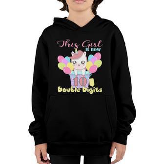 10Th Bday Party Gift 2010 This Girl Is Now 10 Double Digits Gift V3 Youth Hoodie - Thegiftio UK