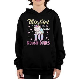 10Th Bday Party Gift 2010 This Girl Is Now 10 Double Digits Great Gift Youth Hoodie - Thegiftio UK
