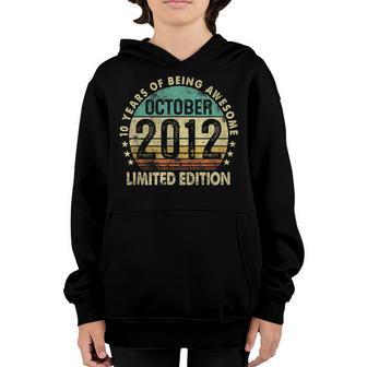 10Th Birthday Boys Girls Vintage October 2012 10 Year Old Youth Hoodie - Thegiftio UK