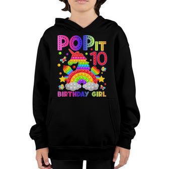 10Th Birthday Fidget Toy Pop It Birthday Girl 10 Year Old V2 Youth Hoodie - Thegiftio UK