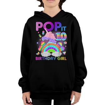 10Th Birthday Fidget Toy Pop It Birthday Girl 10 Year Old Youth Hoodie - Thegiftio UK