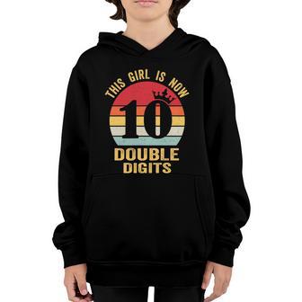 10Th Birthday Gifgift This Girl Is Now 10 Double Digits Gift Youth Hoodie - Thegiftio UK